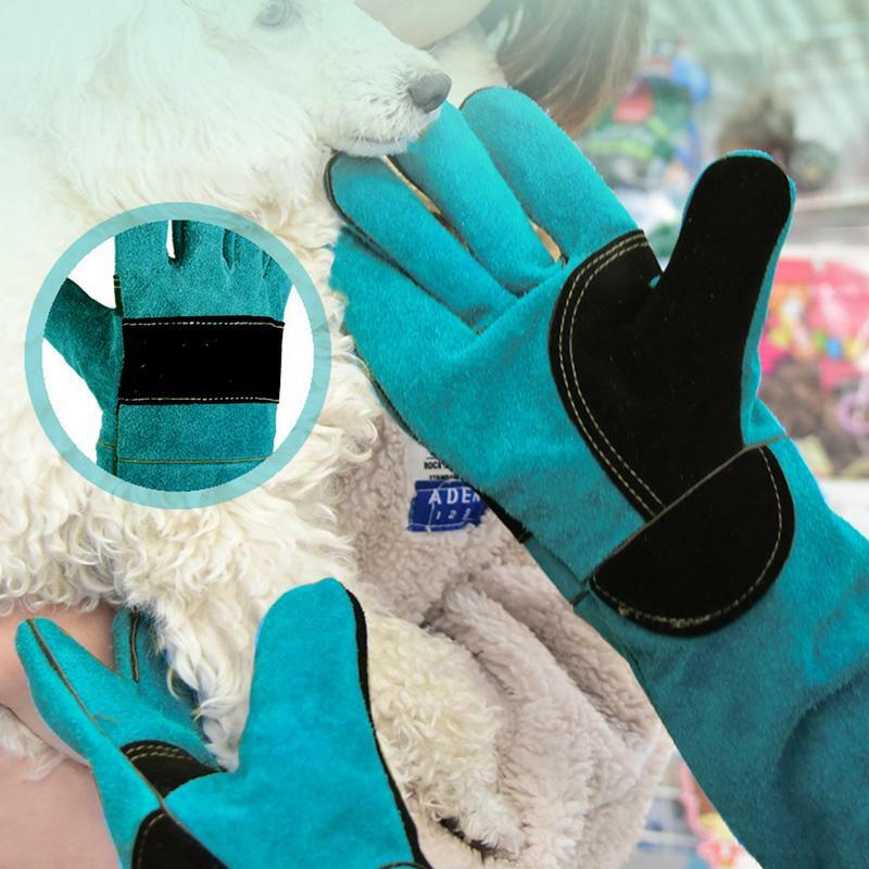 High Quality Pet Gloves Cowhide Leather Anti-grasping Anti Bite Protective Glove SnakeLizard Cat Dog Gardening Work Train Gloves