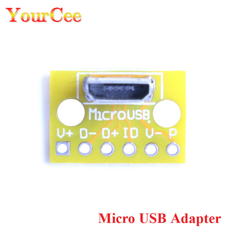 Micro USB 2.0 fêmea soquete com placa PCB, 2.0 conector fêmea, 180 graus Vertical tipo placa adaptadora, novo, 10 pcs, 5 pcs