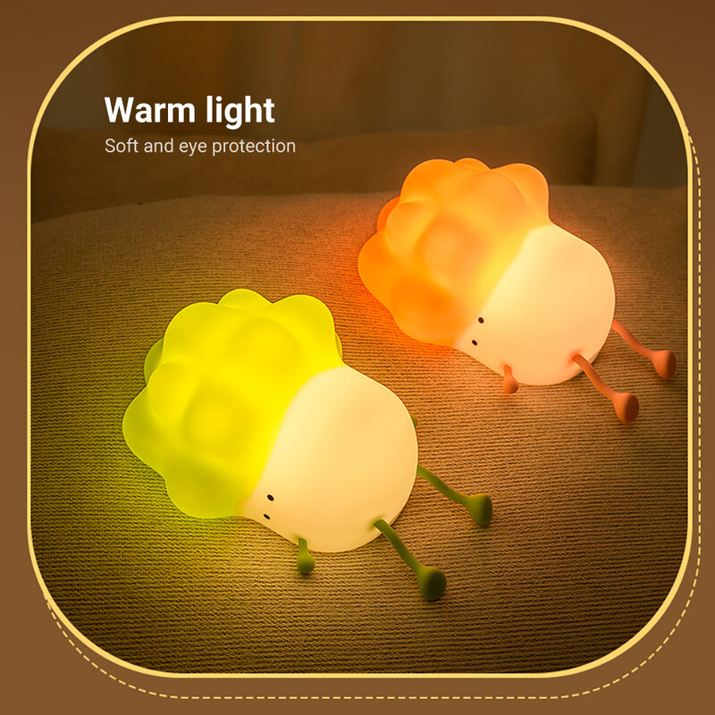 LED Cute Repolho Night Light Touch Sensor Timing Lâmpadas Crianças Presentes Casa Mesa de Cabeceira Decoração Quarto Silicone Night Lamp