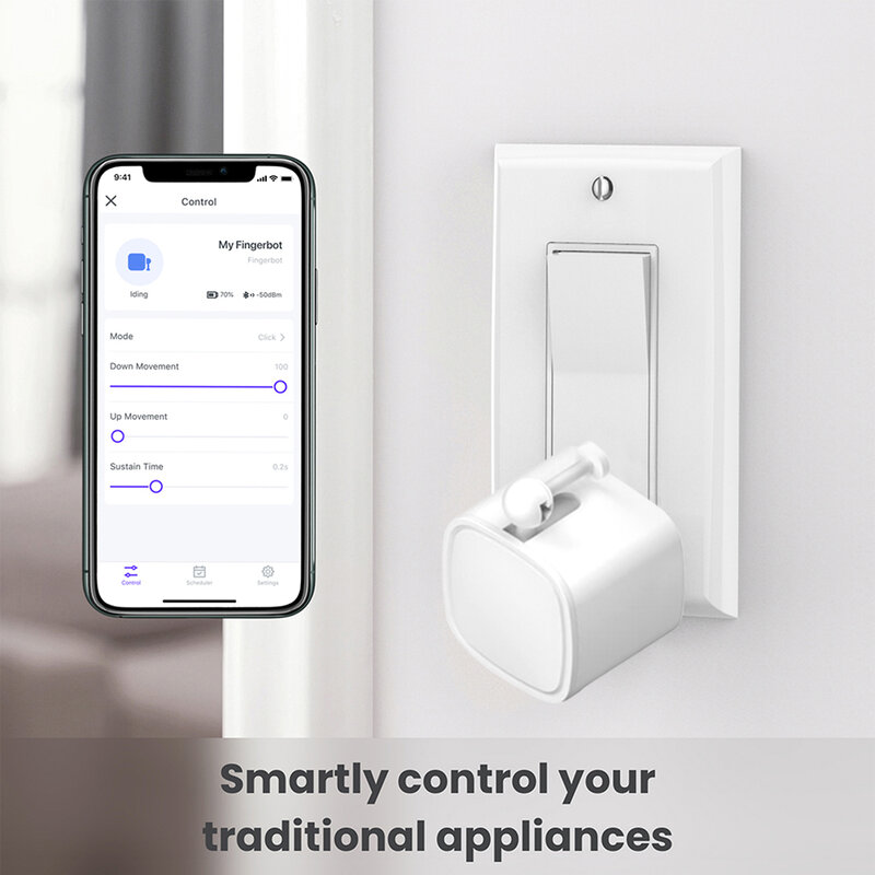 Tombol Switch Robot jari Tuya Bluetooth, tombol tekan kontrol aplikasi kehidupan cerdas Fingerbot lengan nirkabel