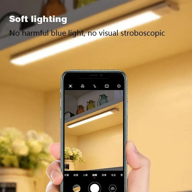 Luz nocturna con Sensor de movimiento, de 3 colores iluminación interior LED, inalámbrica, USB, para debajo del gabinete, dormitorio y armario
