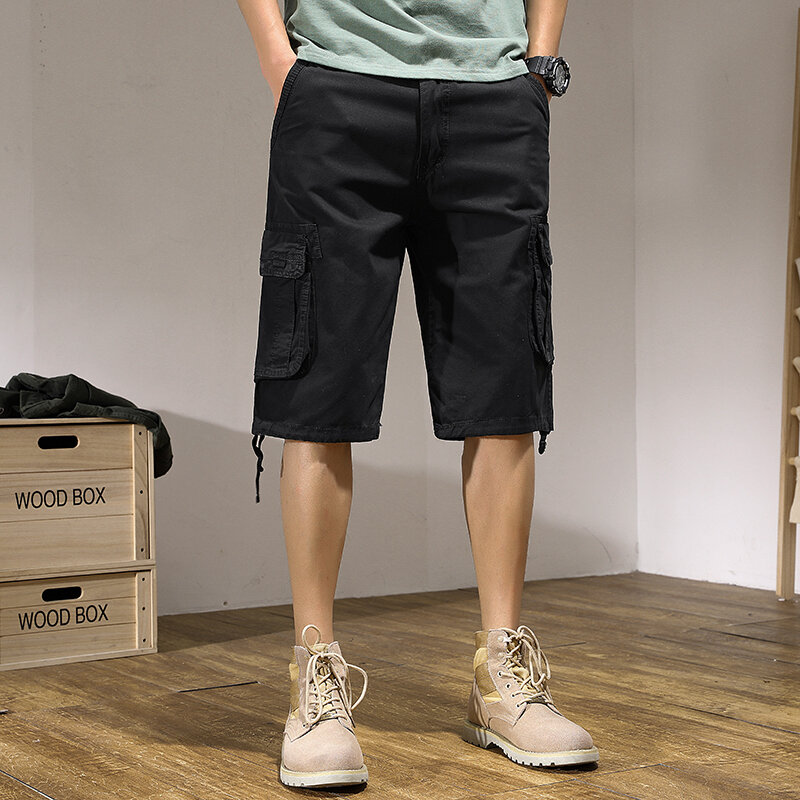 Шорты-карго мужские классические, летние армейские тактические Короткие штаны со множеством карманов, модные хлопковые уличные свободные шорты в стиле милитари