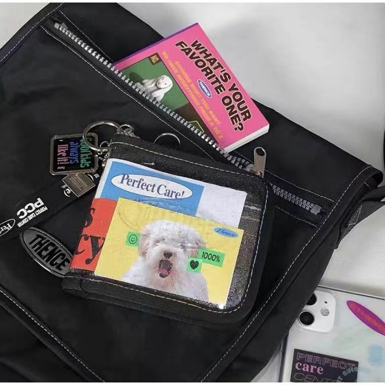Koreanisch inspirierte Aufbewahrung tasche für klare Brieftaschen für Retro-Chic-Star-Verfolger: Karten halter mit Reiß verschluss für Damen für modische Studenten
