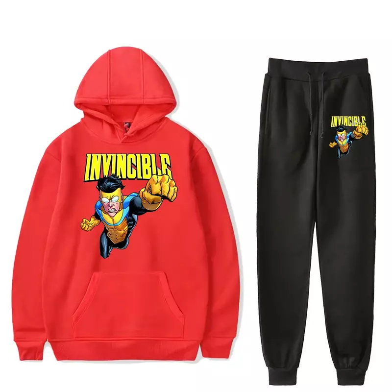 Invincible Season 2 Tracksuit Sets Men Casual Hoodies Sweatshirt+Sweatpants 2 Piece Set Male Pullover Fashion Streetwear Clothes