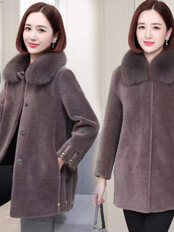 Abrigos de oveja con capucha para mujer, abrigo de piel auténtica, chaquetas de lana para mujer, E618, 2024