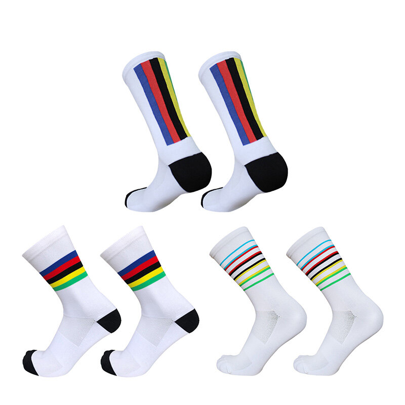 Chaussettes de cyclisme professionnelles rayées pour hommes et femmes, respirantes, sports de plein air, course, nouveau