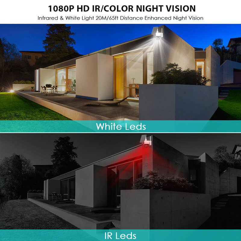 1080P Wifi Solar Camera Outdoor Nachtzicht Ptz Ip Camera Met Zonnepaneel Accu Opladen 2MP Cctv Video Surveillance camera 'S