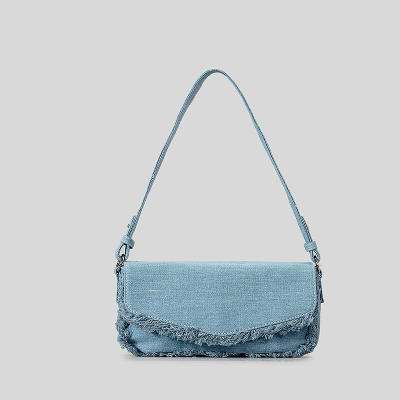 Женская сумка с кисточками, модная джинсовая сумка на плечо, дизайнерские холщовые сумки через плечо для женщин 2024, квадратная сумка-клатч для подмышек