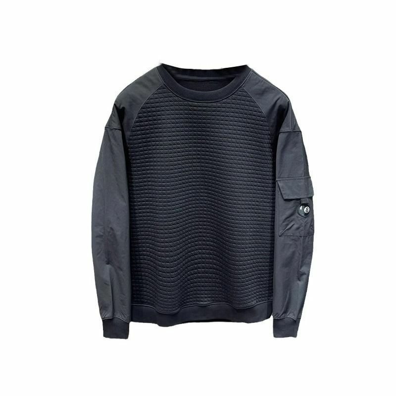 Pulôver preto solto masculino, Harajuku Moda, Novidade e Designer, Moletons com capuz, Top Sweatshirts, Roupa de luxo, 1 pc