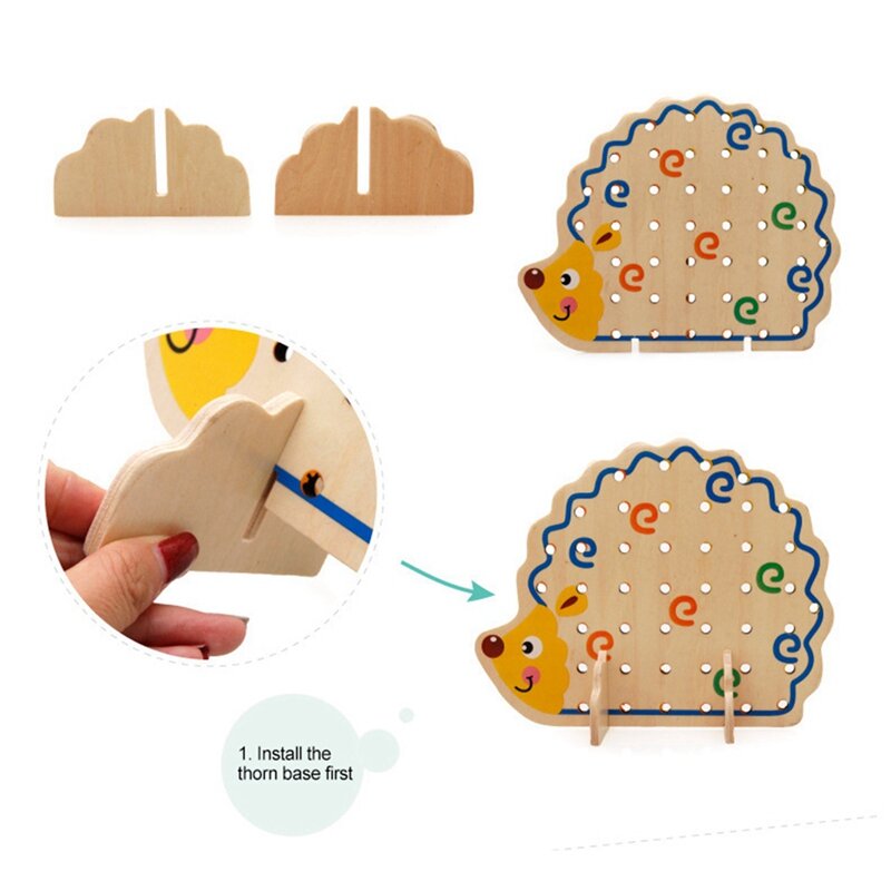 Zabawki dla dzieci wczesna edukacja Puzzle do nauki drewniane zabawki jeż koraliki owocowe ćwiczenia praktyczne