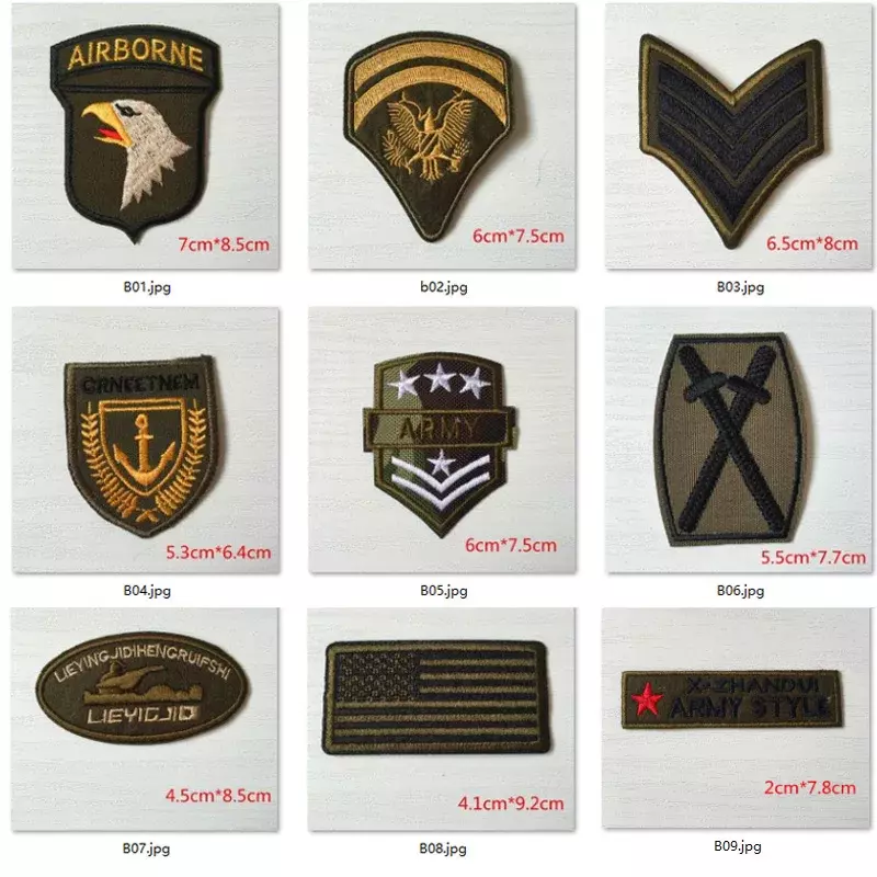 Super jakość 9 sztuk Mix motyw wojskowy zestaw haftowane naszywki na odzież szyć naprasowanki na ubrania naszywka armii aplikacje
