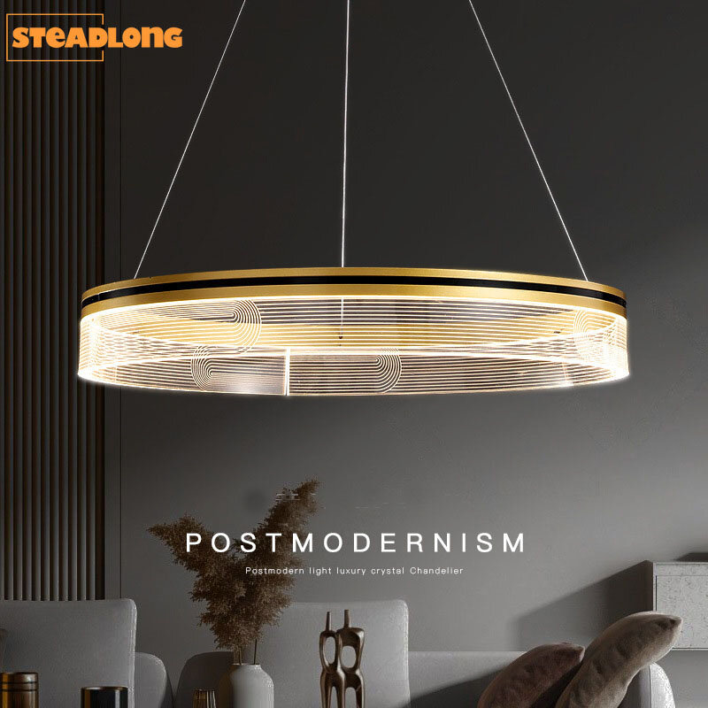 Italian Luxury Living Room Chandelier Creative Light Guide Acrylic Lamp Modern Simple Ring Haning Light For Bedroom Dining Room