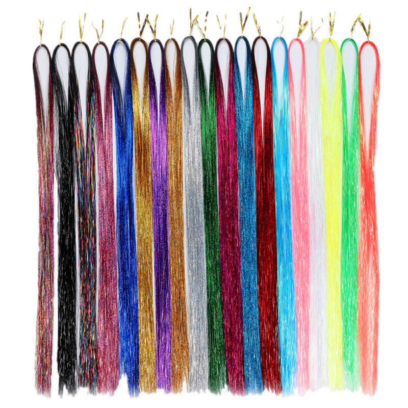 Women's Shiny Hair Tinsel Threads Glitter String Loop Feather Extension Synthetic New Fashion Bling Rainbow Styling Tools
