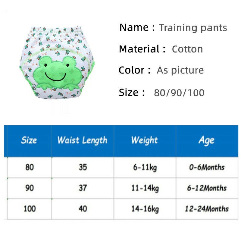 Calças para treinamento de fraldas reutilizáveis para bebês, cuecas infantis para treinamento de sanita, calças de 9 a 17kg, 2 peças por lote