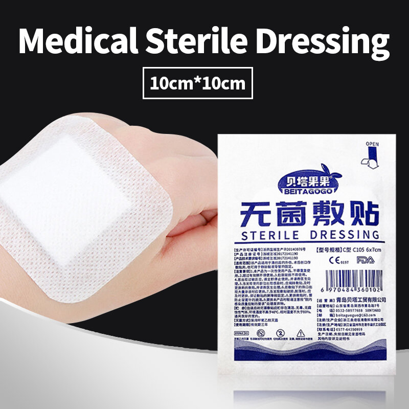 10*10cm 10pcs Medical Non-woven Adhesive Wound Dressing First Aid Bandage Breathable Hypoallergenic Dressing Fixing Plaster