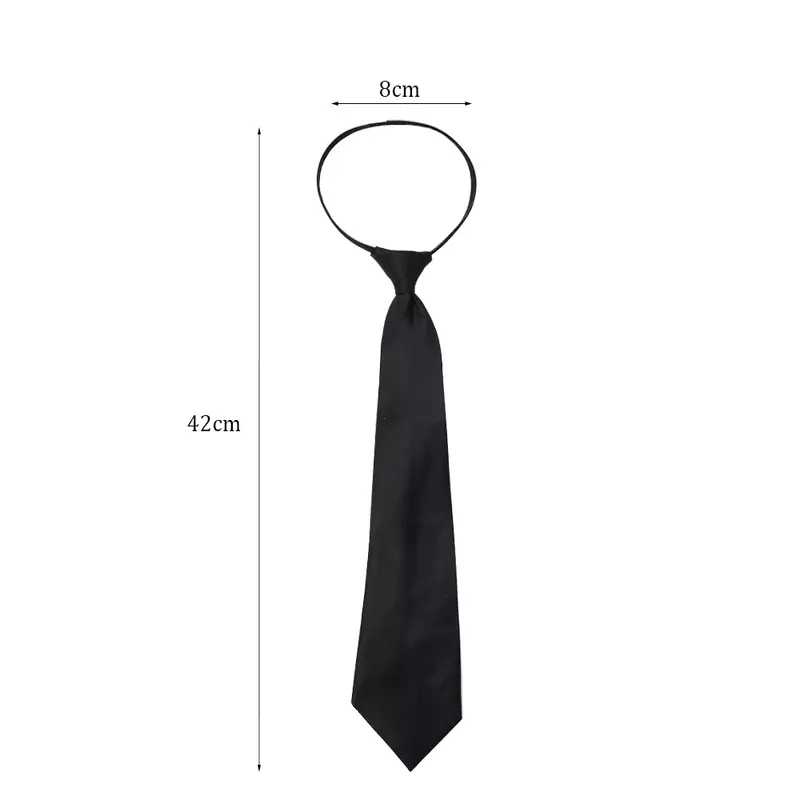 Unisex Black Simple Clip on Tie Security Tie Uniform Shirt Suit Neckties Steward Matte Funeral Lazy Neck Ties Men Women Students