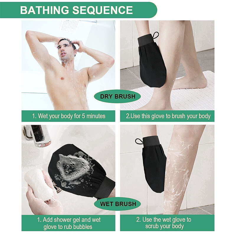 ถุงมืออาบน้ำอาบน้ำ Scrub Glove Exfoliating Body Scrub Facial Tan นวด Mitt RemovalExfoliate Peeling ถุงมือ