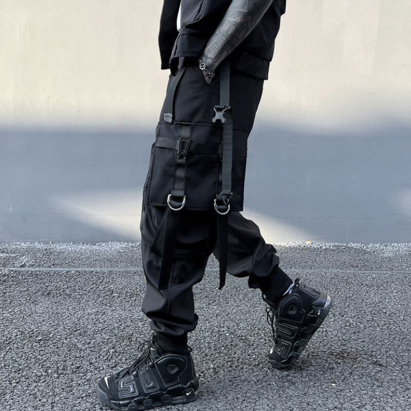 Мужские брюки-карго в стиле Хай-стрит, артикул Y2K, тактические брюки составного кроя с манжетами и множеством карманов, на осень, 2024