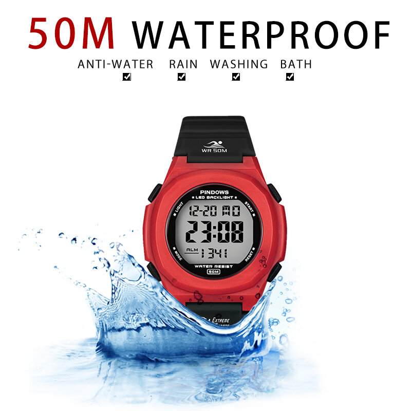 Reloj Digital a prueba de agua para hombre y mujer, pulsera deportiva electrónica con alarma Original, reloj de mano luminoso para ejercicio al aire libre