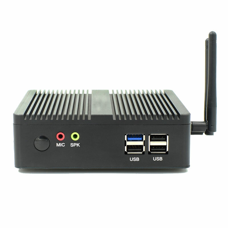 Mini PC Industrial sin ventilador, J2900 J1900 Celeron, 2 x LAN, 2 x RS232 Com, HD, VGA, pantalla Dual, Win10, Linux, ordenador resistente, barato