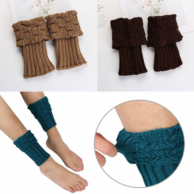 1 paire de chaussettes en Crochet pour femmes, accessoires pour chaussures, couvre-pieds, manchettes, chauffe-jambes