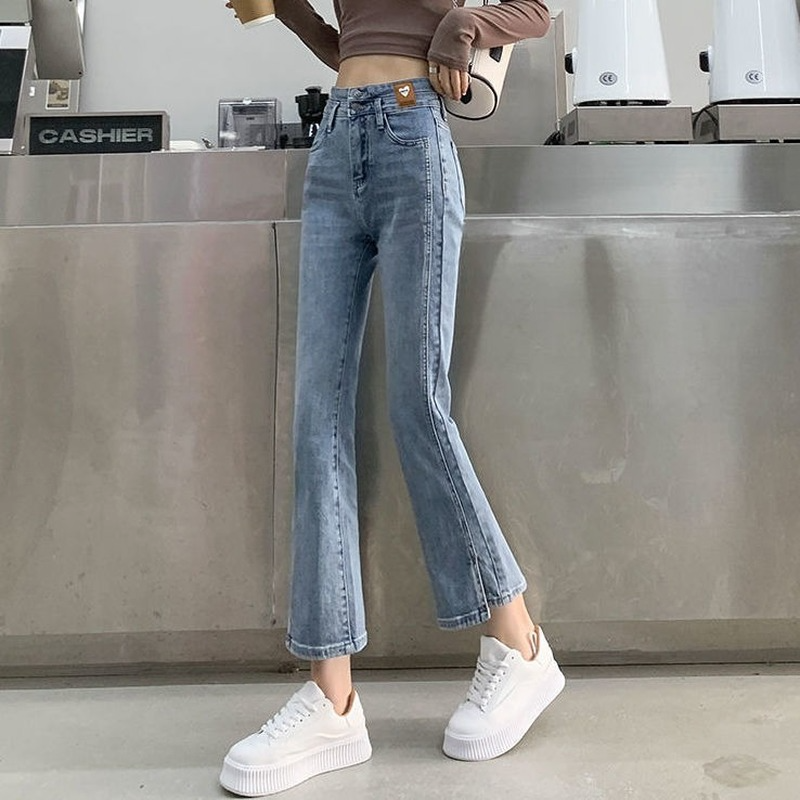 Женские расклешенные джинсы до щиколотки, уличная одежда с завышенной талией, универсальные простые брюки в стиле ретро, лето