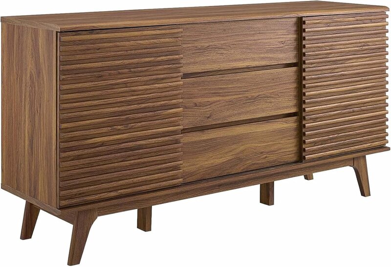 Modway Render 70 "Mid-Century Modern Low Profile Entertainment TV Stand, 70 pollici, noce