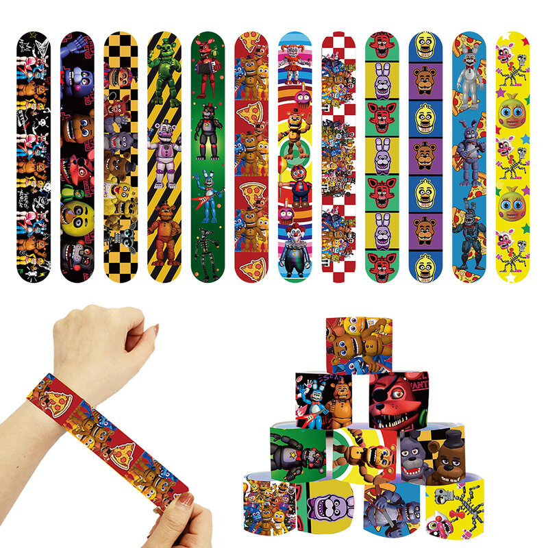 FNAF Five Nights braccialetti a scatto tinti in freddo Pinata Toy Loot/Party Bag Fillers Slap Wristband per Kid Boy Girl Birthday Party Favors