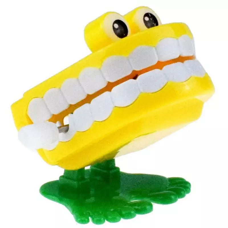 Mainan mesin Jam bentuk gigi 1 buah dengan rantai baru tali lompat mulut berjalan mainan anak-anak hadiah Natal Halloween kecil