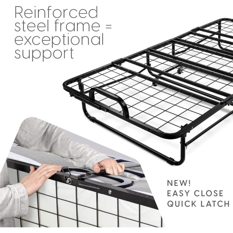 Rozkładane łóżeczko z luksusowym komfortowym materacem z pianki z pamięcią kształtu i bardzo mocną, solidną ramą Łatwy montaż 75" x 31" x 14