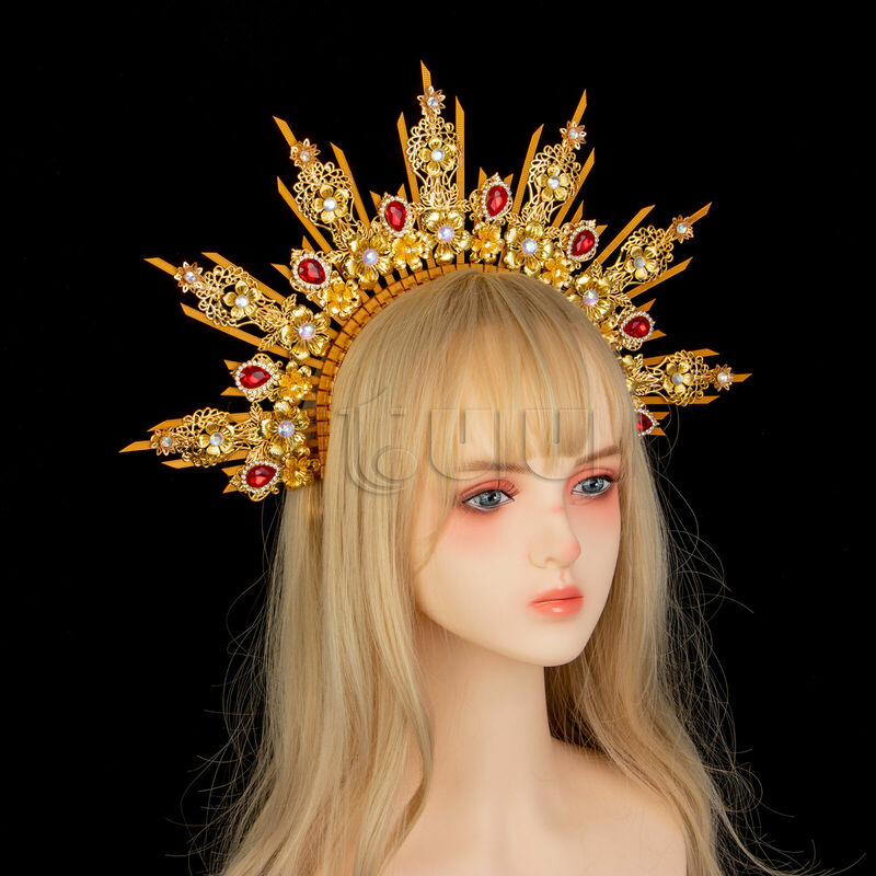 Lolita-Diadema de Ángel Halo para mujer, banda para el pelo de la Virgen María, Apolo, diosa del sol, tocado de Halo con puntas doradas, accesorios para el cabello