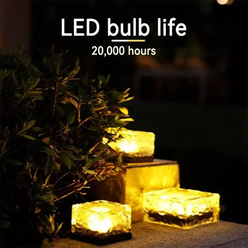 Solar Led Ice Cube Brick Lights Outdoor 1 LED Waterproof Stair Step Paver Lamp Yard Patio Lawn Garden Decoration Light