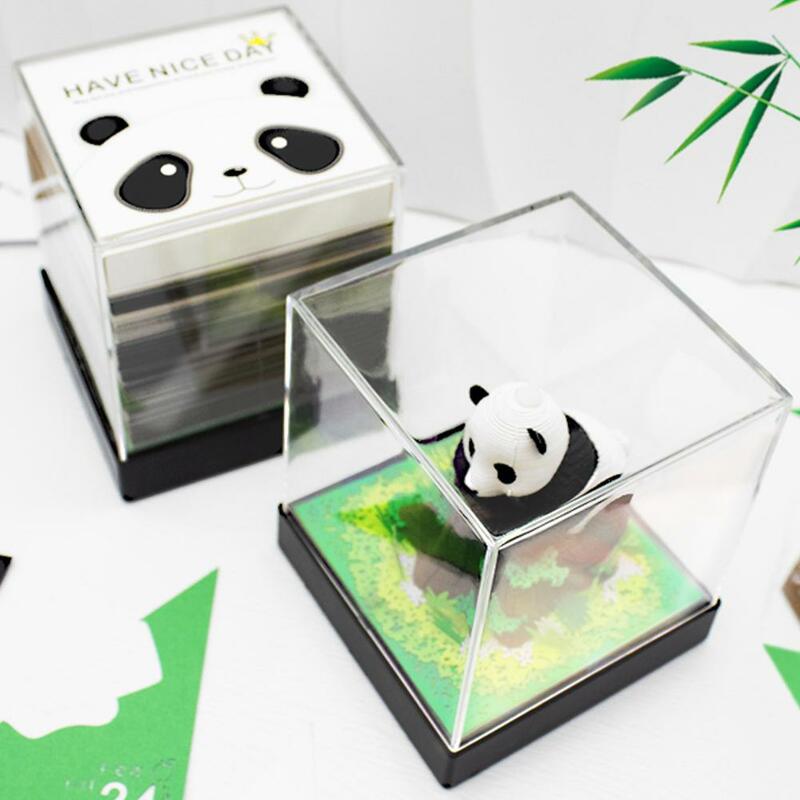 Notepad seni kertas 3D bantalan catatan lengket Panda kertas air mata Model Panda rumah ornamen Desktop hadiah Dekorasi ukiran kantor Z3M0