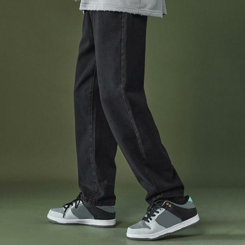 Calças de brim calças de brim de lavagem streetwear solto ajuste perna larga denim calças de brim para ao ar livre