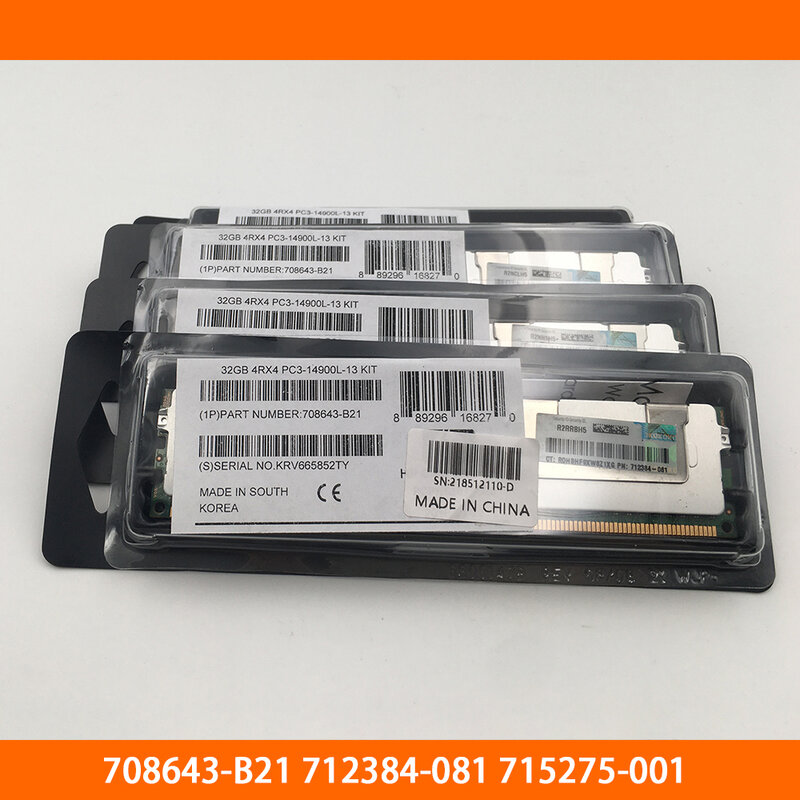 Memoria de servidor de 1 piezas para HP 708643-B21 712384-081 715275-001 32G DDR3 1866 PC3-14900L ECC REG LRDIMM, completamente probada