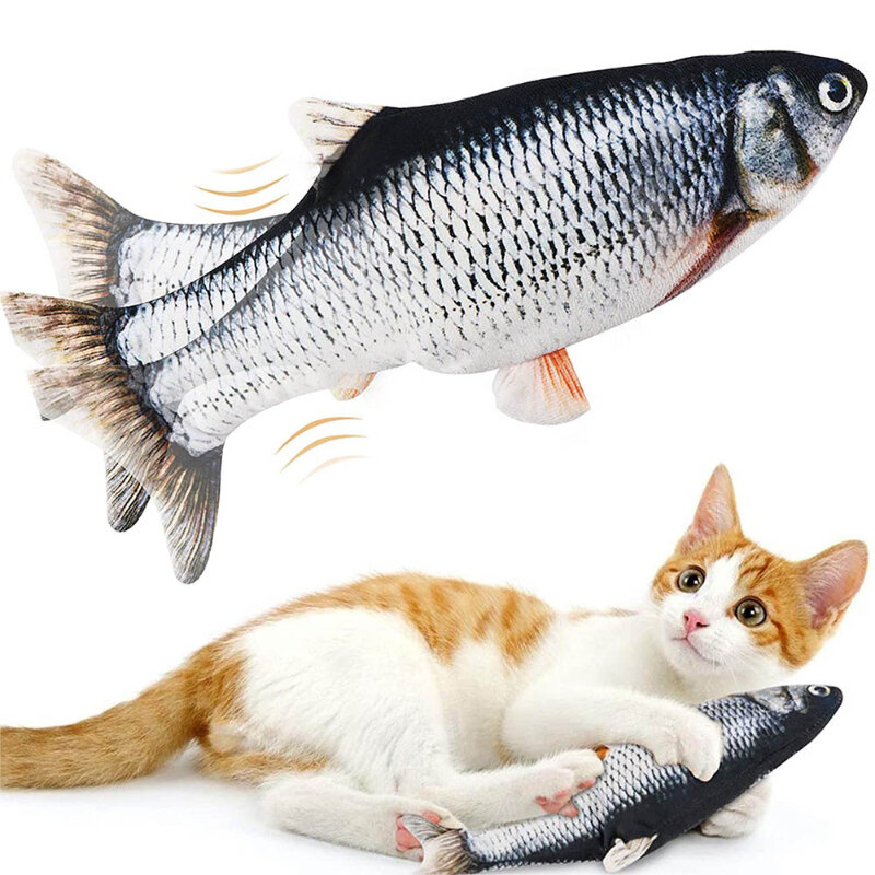 Pet Soft Plush USB Charger Fish Cat 3D Simulation Dancing Wiggle Fish Toy Pet Interaction Supplies Cat Favors Kitten Accessories