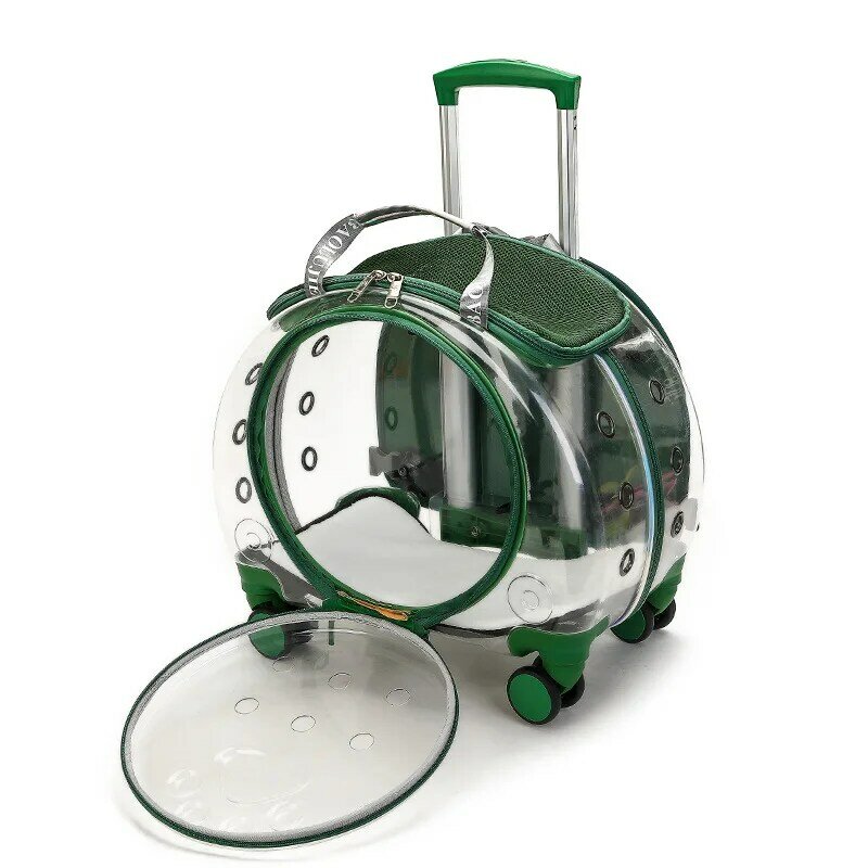 Pet Trolley Case Portable Multi-purpose Pet Backpack for Going Out Large Capacity Pet Flight Box Transparent Cat Bag