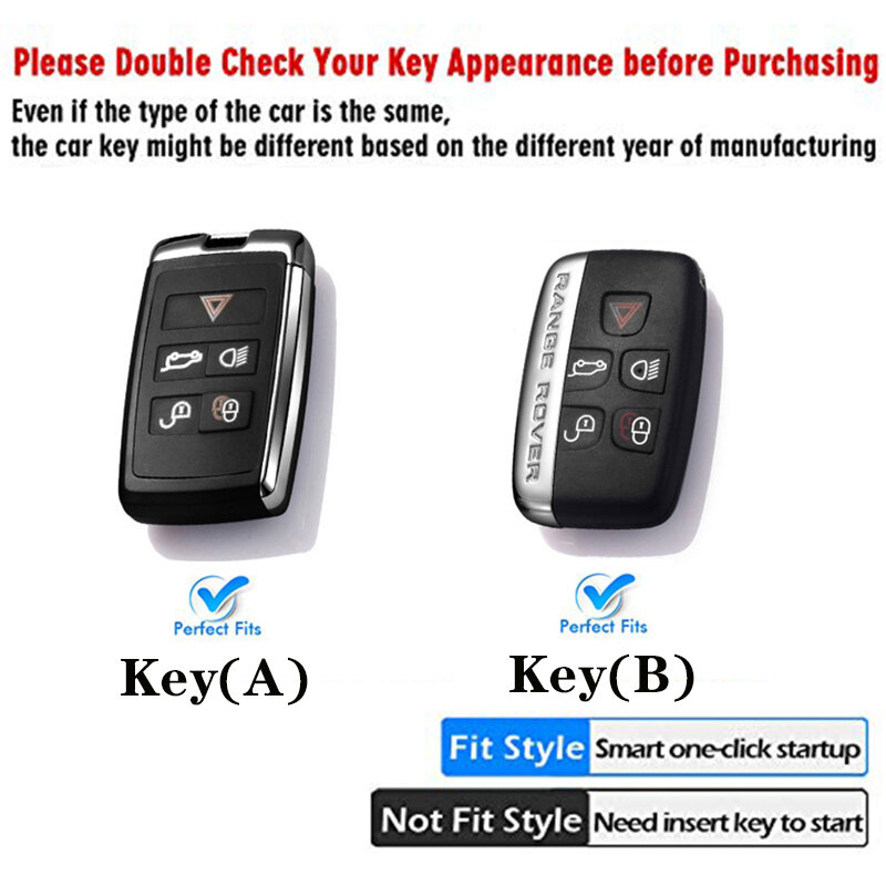 ZOBIG Zinc Alloy Metal Smart Key Case Cover Shell for Land Rover Key Fob Case Shell for Range Rover Sport Dsicovery LR4 Evoque