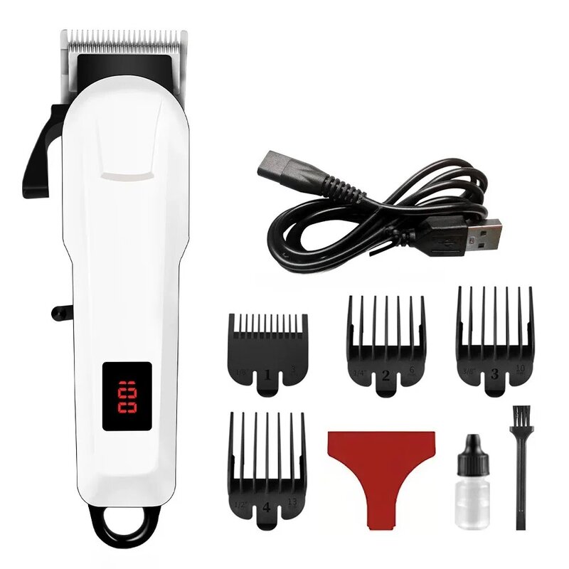 Display Digital elétrico aparador de pêlos, barbeiro tesoura de corte, cabeça calva máquina de barbear, uso doméstico