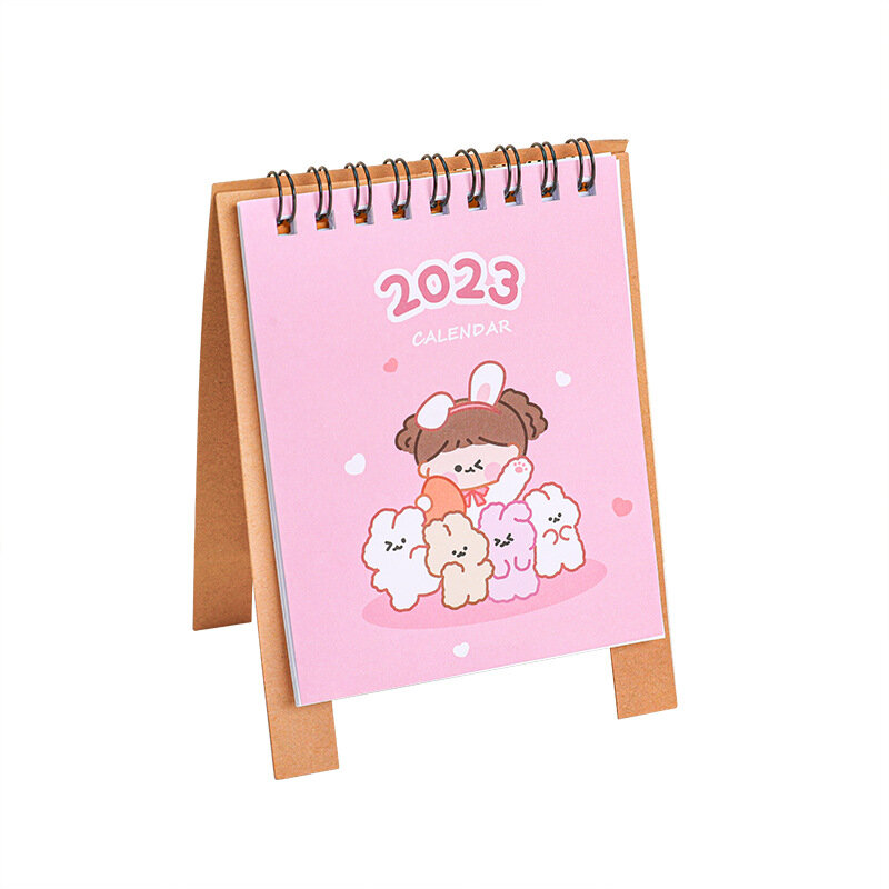 2022 2023 słodkie zwierzątko kot Mini kalendarz biurkowy dekoracja artykuły papiernicze przybory szkolne Kawaii kalendarz biurkowy s materiały biurowe