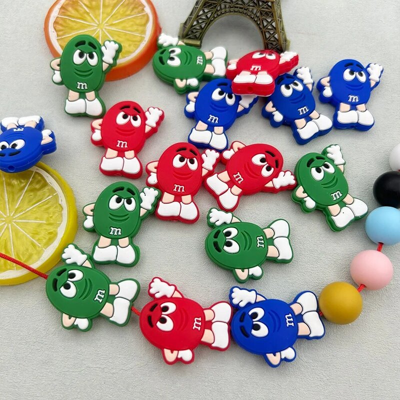 10PC Food Grade Silicone M beans Bead Beads Teether Beads Baby Chewing Toy Bead DIY Nipple Chain Jewelry Accessories Kawai Gifts