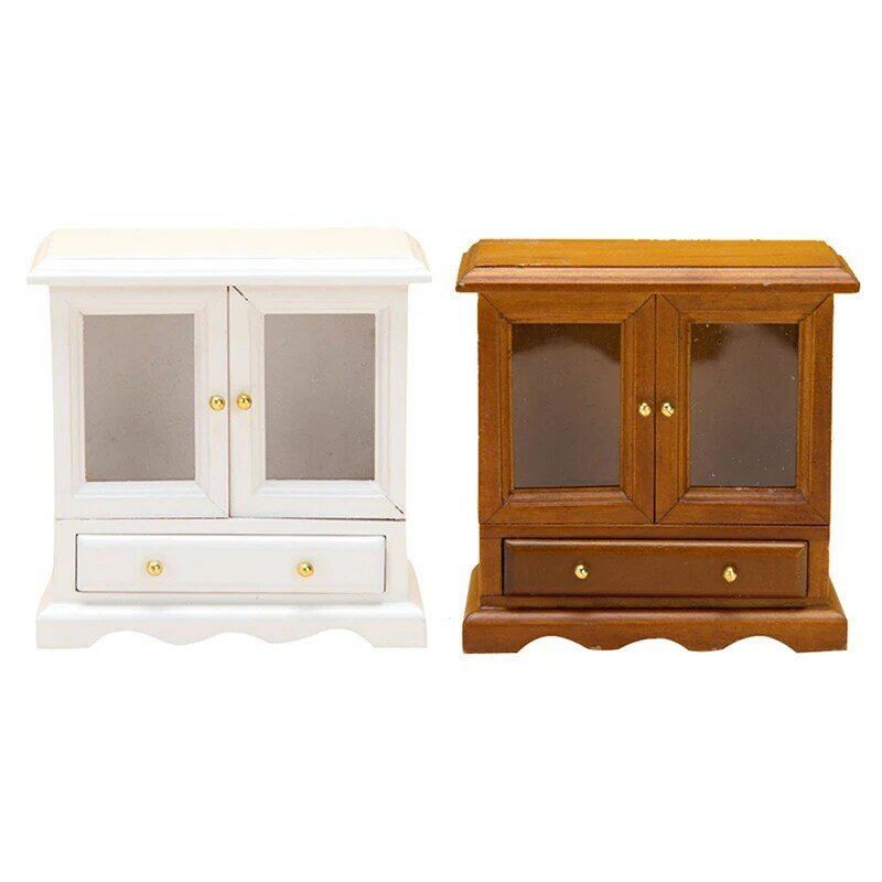 1/12 Miniature Dollhouse Display Cupboard Doll House Cabinet Showcase Dollhouse Furniture Decoration Accessories