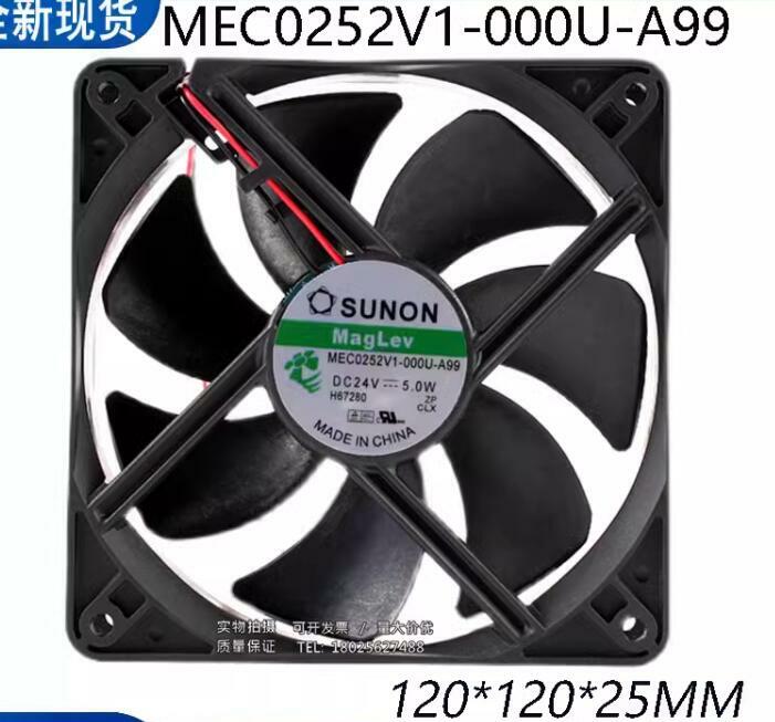 Ventilador de refrigeração do servidor de 2 fios SUNON, DC 24V 5.0W, 120x120x25mm, MEC0252V1-000U-A99
