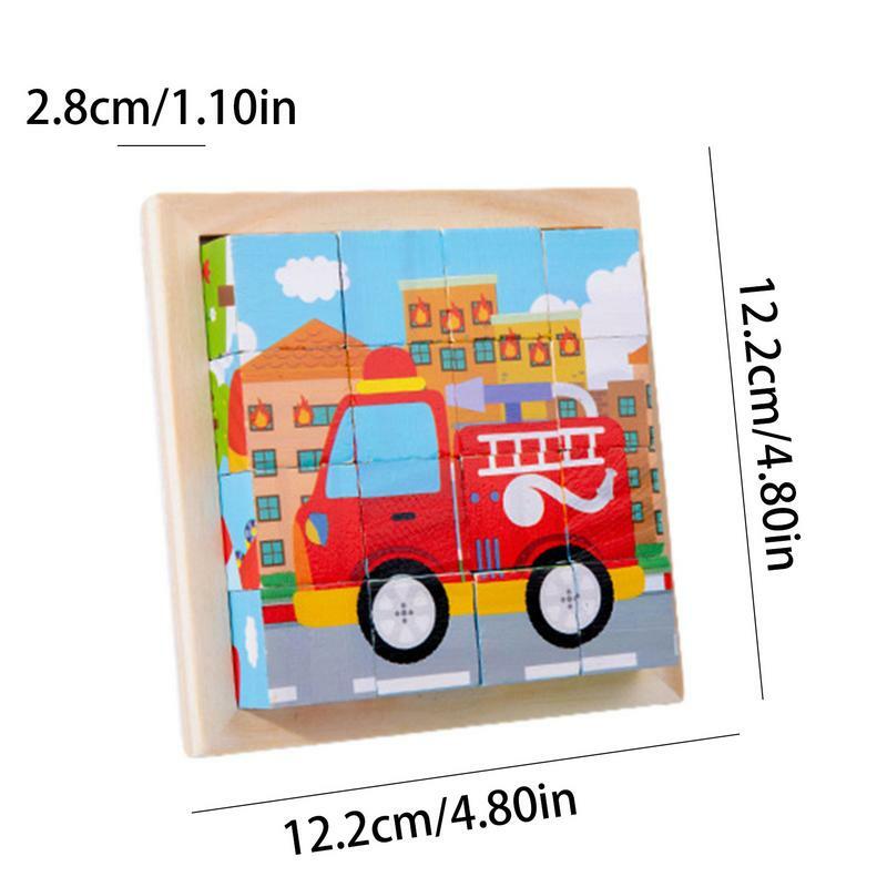 Деревянный кубик головоломка Монтессори обучающая игра искусственная головоломка игрушка Картина кубик головоломка 6 пазлов в 1 16 шт. обучающая игрушка