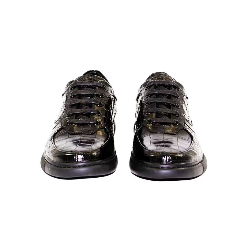 Zapatos informales de piel de cocodrilo para hombre, zapatillas de cuero genuino, color negro, pdd173, 2023