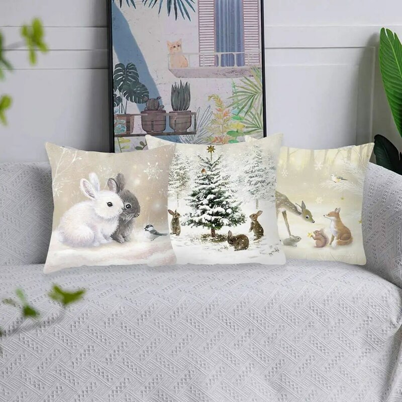 Funda de cojín de árbol de alce de Navidad, decoración navideña para el hogar, regalos de Navidad Natal, adorno de Año Nuevo, 2023