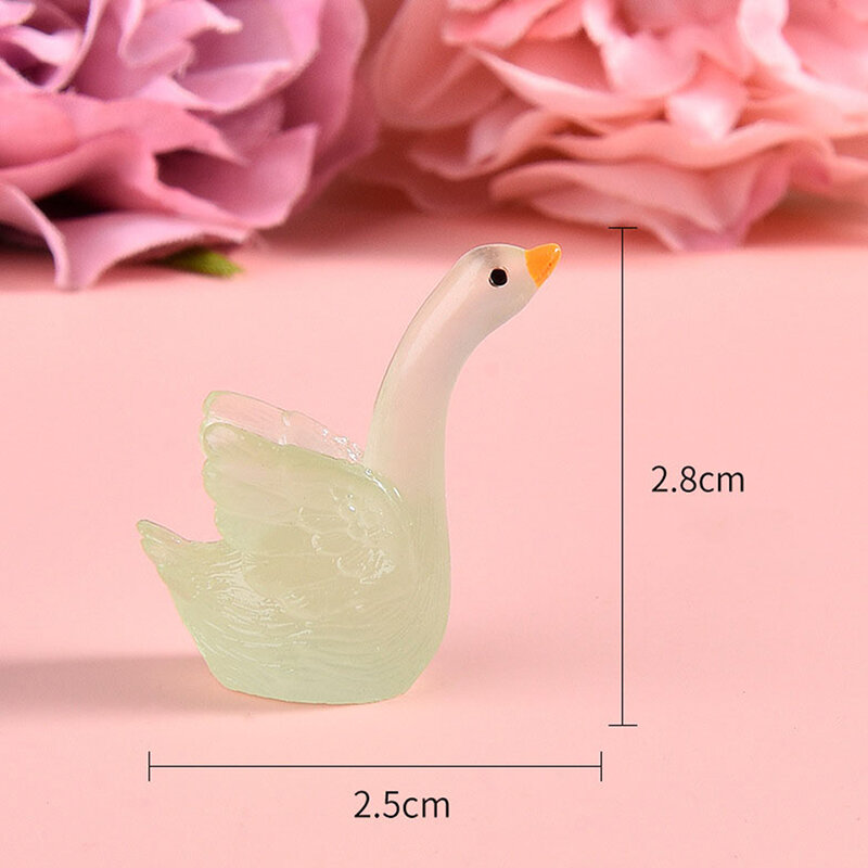 5Pcs Mini Resin Luminous Swan Goose Ornament Glow In The Dark Miniature Fairy Garden Decoration Accessories DIY Car Figurine