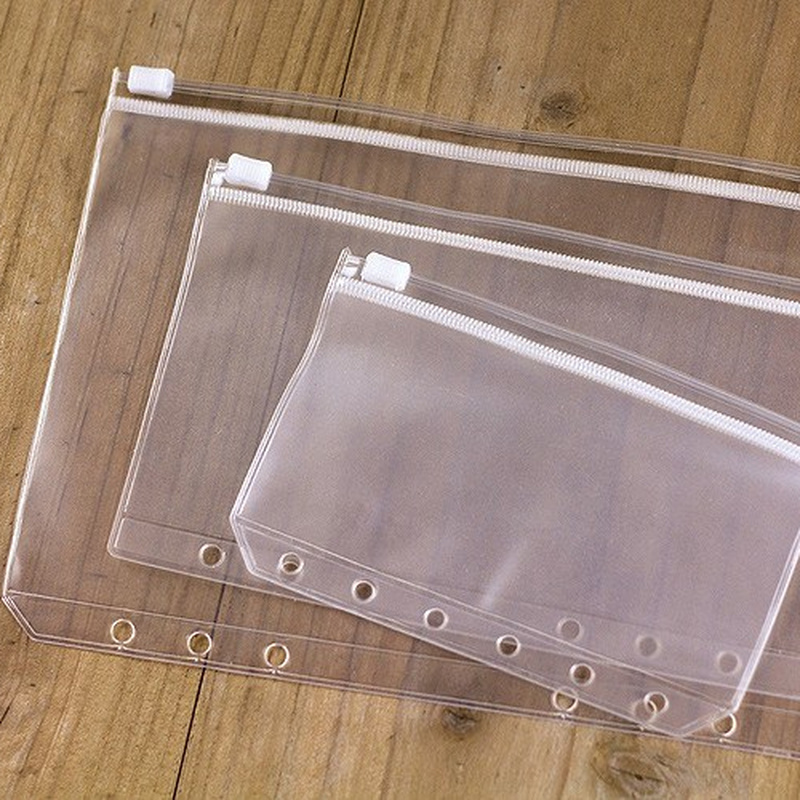 A5 A6 A7 tas File Folder penyimpanan Organizer casing penutup transparan longgar daun pemegang kantong dengan dokumen Binder ritsleting