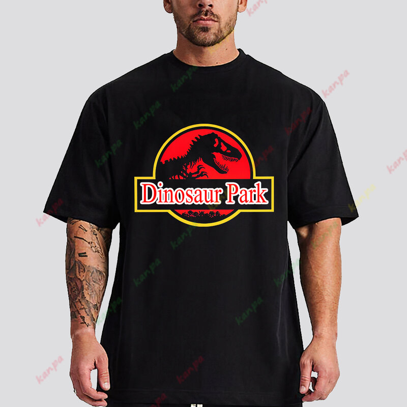 Mens T-shirts Printed Dinosaur park Funny Tops Summer Cotton T-shirt for Men Casual O-Neck Tee Shirts Streetwear oversize 6XL