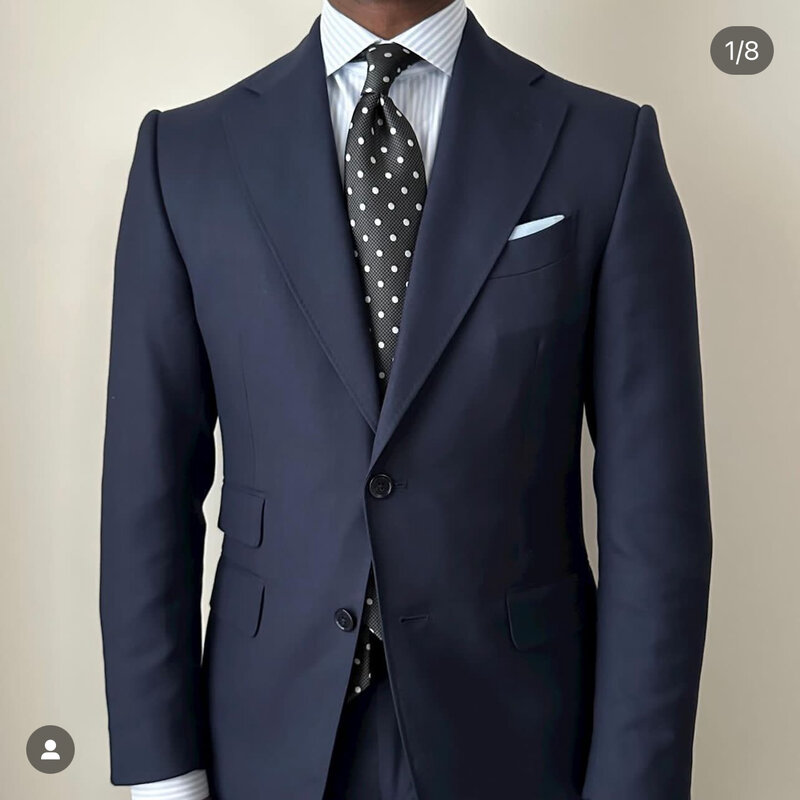 Navy Blue Suits For Mens Formal Business Blazer Wedding Groom Tuxedo Slim Fit 2 Piece Set Jacket Pants Traje De Hombre Elegante